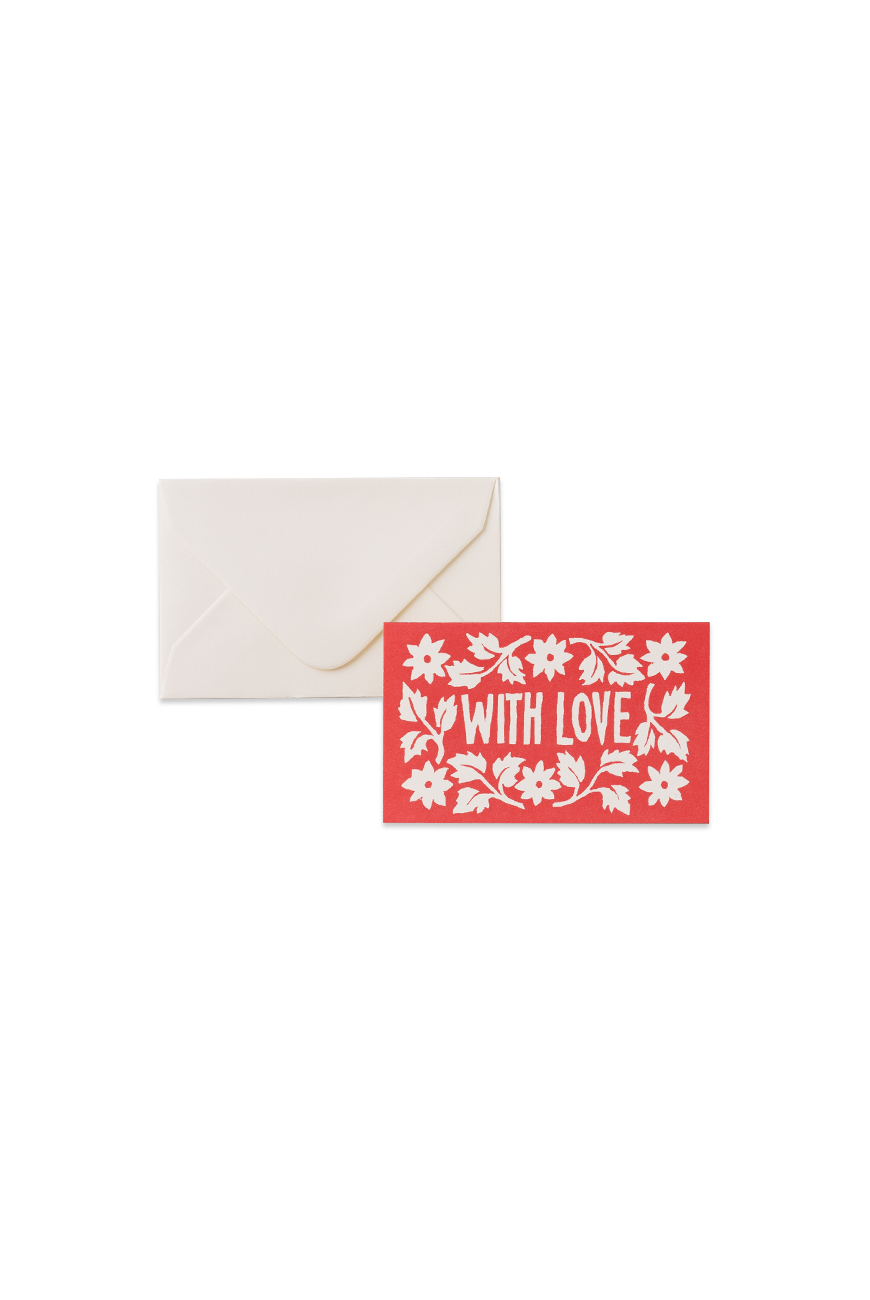 With Love Small Card Bright Red