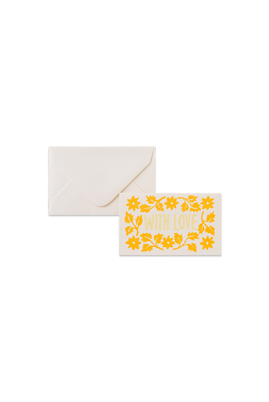 With Love Small Card Lemon Yellow