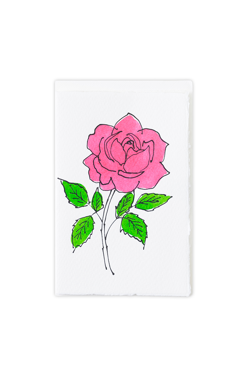 Greeting Card Rose Pink