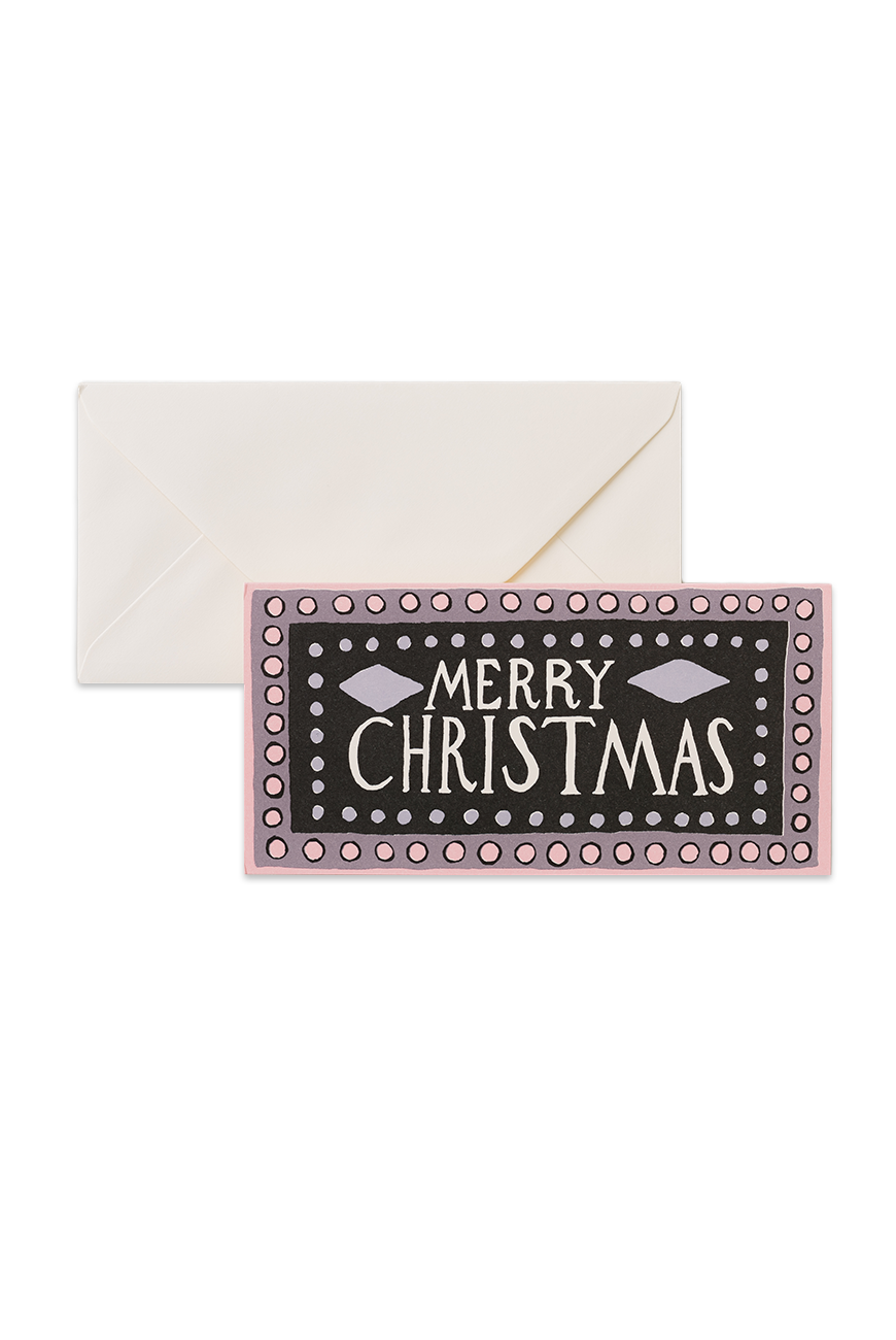Merry Christmas Long Card Pink Dots