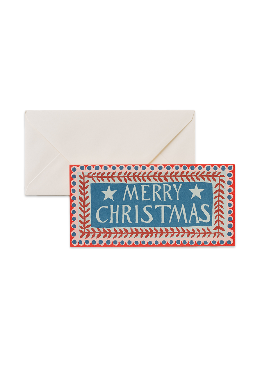 Merry Christmas Long Card Blue