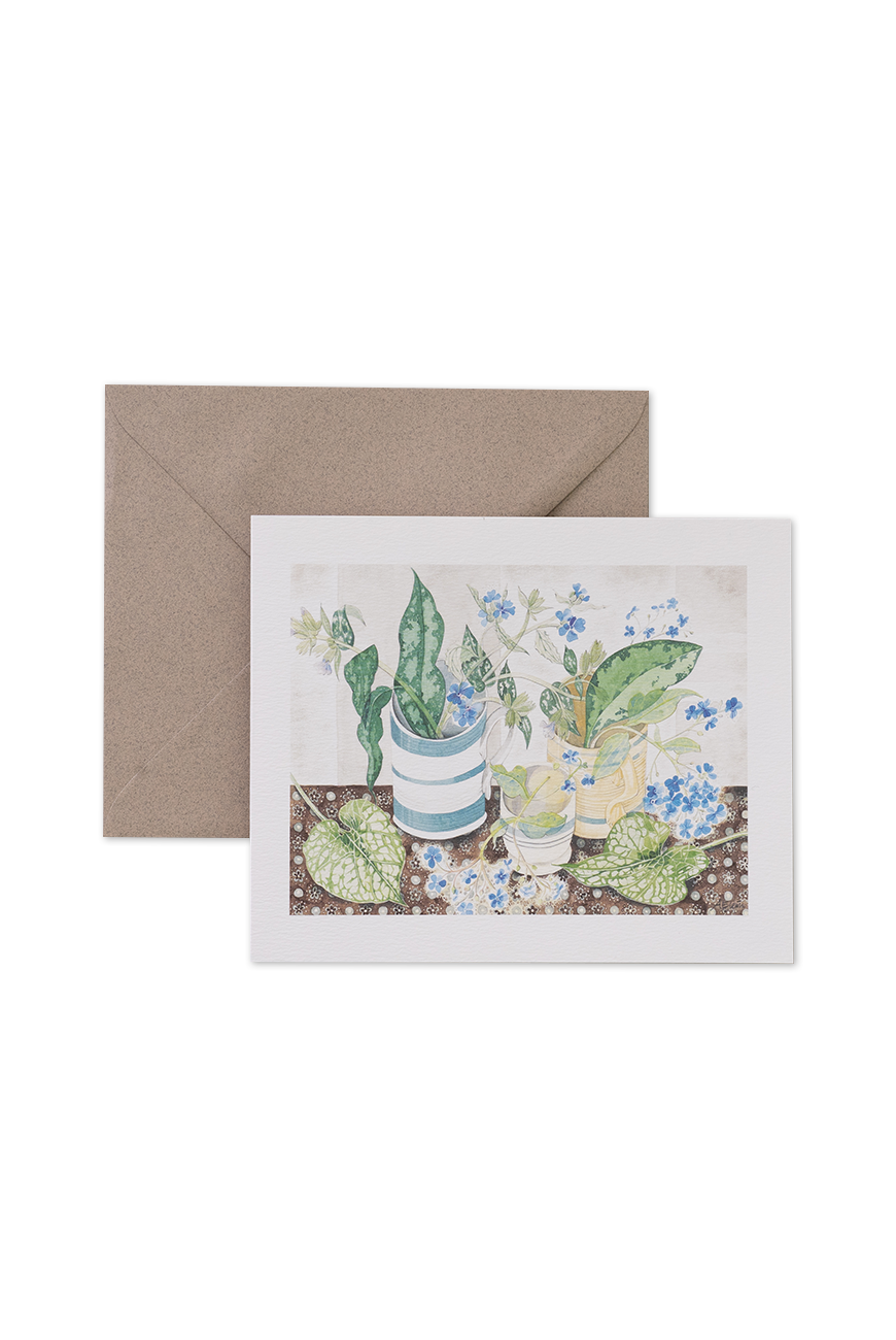 Notecard - Striped Cups With Spring Flowers