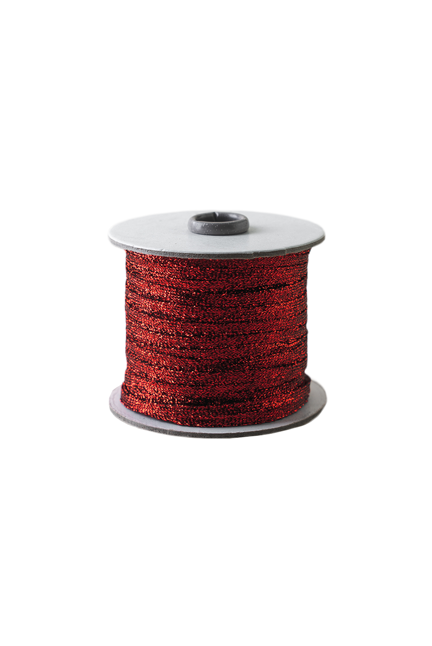 Metalic braided ribbon 100m - Red
