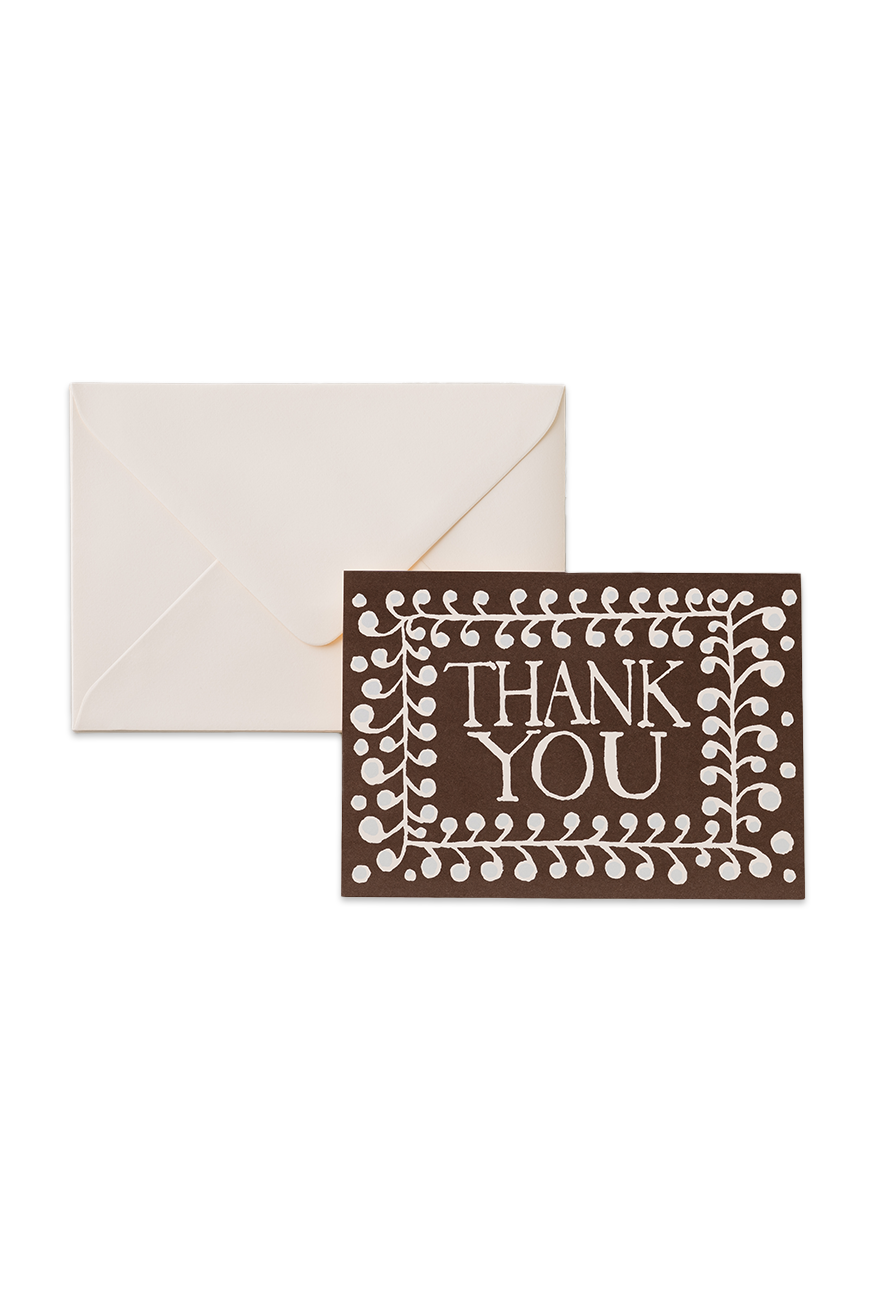 Thank You Card Pattern Coffee Brown