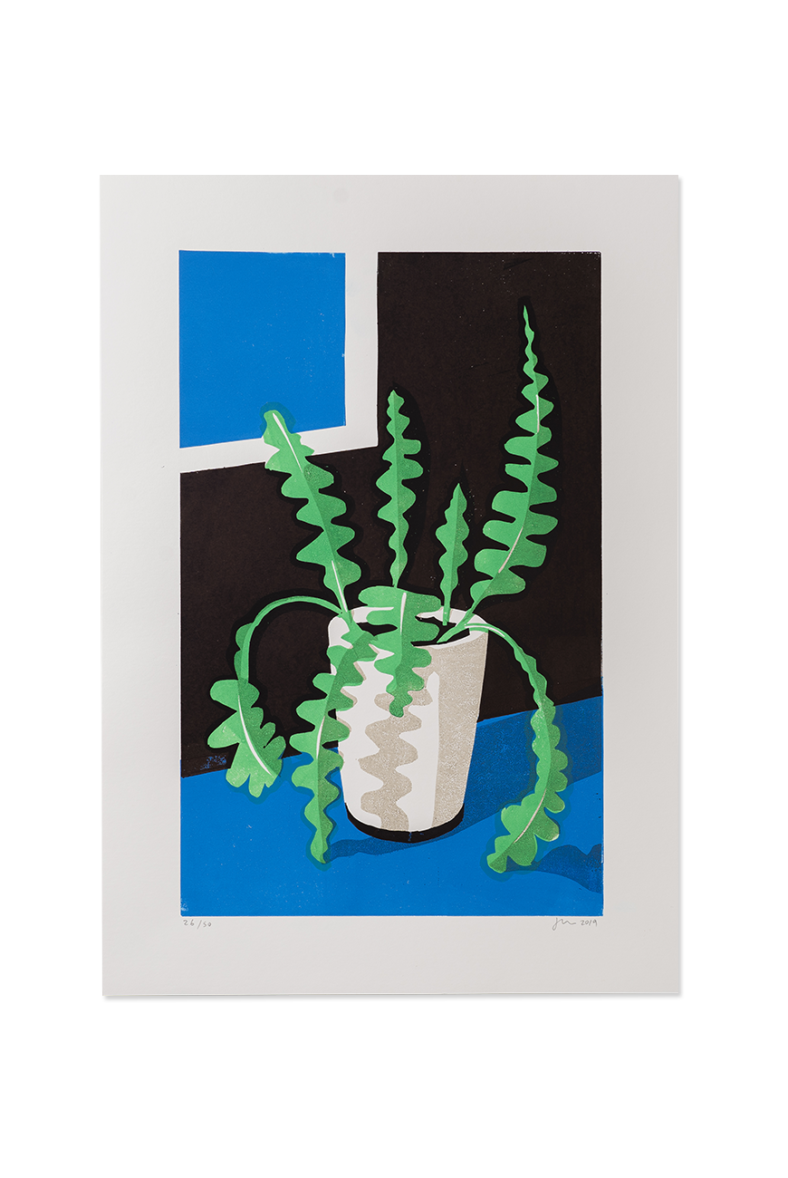 A3 Lino Print - Fishbone Cactus