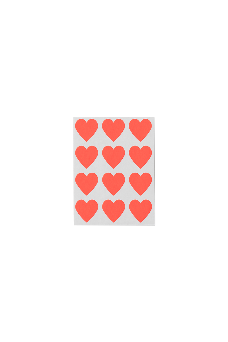 Heart Stickers - Neon Red